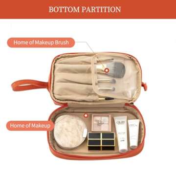 Abiudeng Large Double Layer Makeup Bag for Travel