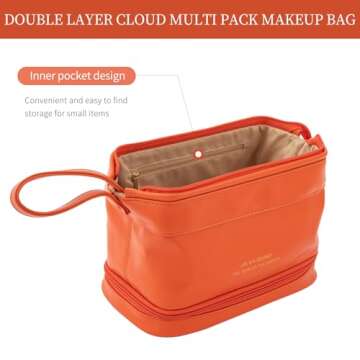 Abiudeng Large Double Layer Makeup Bag for Travel