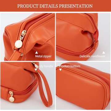 Abiudeng Large Double Layer Makeup Bag for Travel