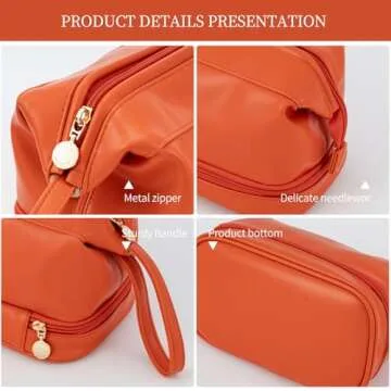 Abiudeng Large Double Layer Makeup Bag for Travel