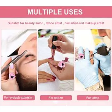 100PCS Disposable Glue Rings for Eyelash Extensions - Heart-Shaped Lash Fan Blossom Supplies with Storage Box - Perfect for Professional Beauty Salons and Individual Lash Techs - Pink