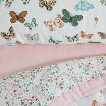 Little Unicorn Toddler Bedding 3-Piece Set | Super Soft & Breathable Muslin Fabric | for Convertible Cribs & Toddler Beds (Butterflies)