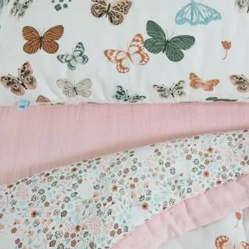 Little Unicorn Toddler Bedding 3-Piece Set | Super Soft & Breathable Muslin Fabric | for Convertible Cribs & Toddler Beds (Butterflies)