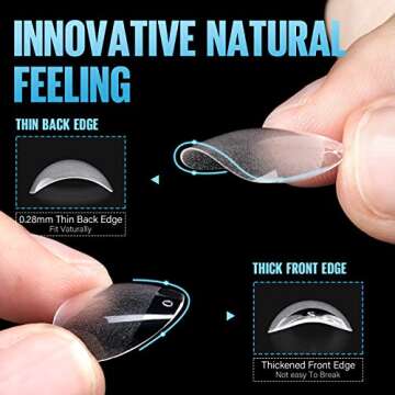 TOMICCA Short Almond Nail Tips, 360Pcs Soft Nail Tips Almond Shape Short, 12 Sizes Half Matte Acrylic Almond Nail Tips, Fake Nail Tips for Home DIY Salon