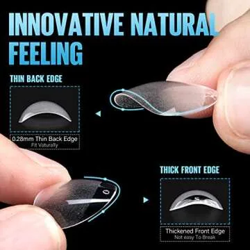 TOMICCA Short Almond Nail Tips, 360Pcs Soft Nail Tips Almond Shape Short, 12 Sizes Half Matte Acrylic Almond Nail Tips, Fake Nail Tips for Home DIY Salon