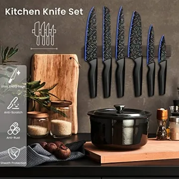 Colorful Geometric 12-Piece Knife Set with Guards
