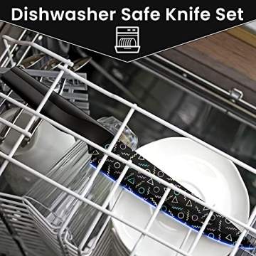 Colorful Geometric 12-Piece Knife Set with Guards