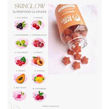Baby Blues Skin Glow Gummies with 14 Superfoods for Collagen Boost