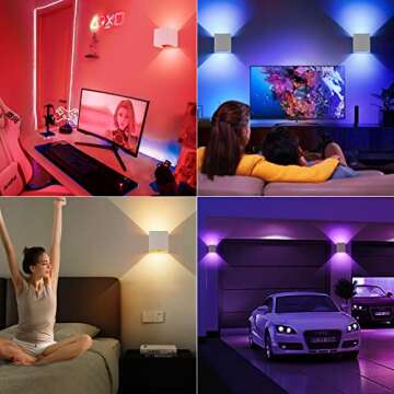 SURPALIG 2 LED Lights for Room Decor, 16 Colors 4200mAh RGB Wall Sconces Battery Operated, Remote Di...
