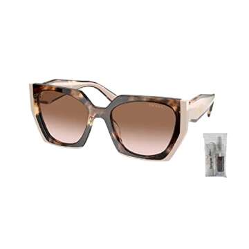 Prada PR15WS 01R0A6 54MM Tortoise Caramel/Powder/Brown Gradient Rectangular Sunglasses for Women + BUNDLE With Designer iWear Eyewear Kit