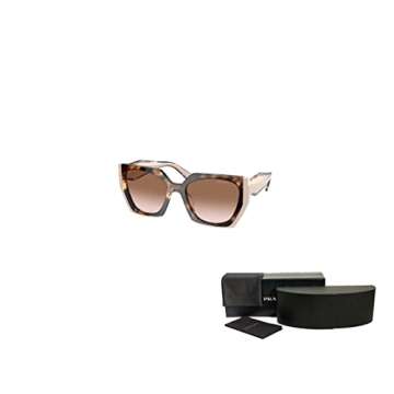 Prada PR15WS 01R0A6 54MM Tortoise Caramel/Powder/Brown Gradient Rectangular Sunglasses for Women + BUNDLE With Designer iWear Eyewear Kit