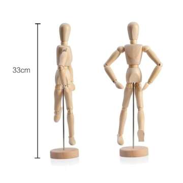 HSOMiD 12'' Wooden Manikin for Art and Decor