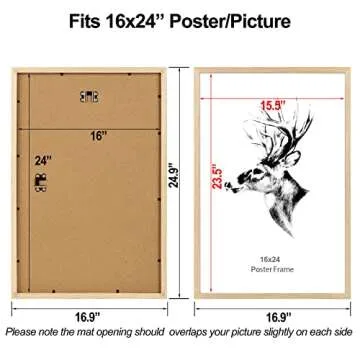 Yaetm 16x24 Wood Frame Set of 4 - Premium Solid Oak Frames for Wall Gallery