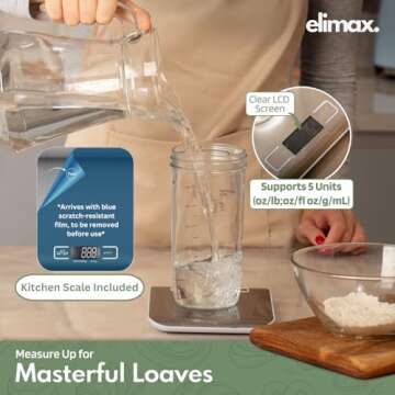 Complete Sourdough Starter Kit, Sour Dough Bread Baking Supplies with Food Scale, 9" Round and 10" Oval Banneton Proofing Baskets, Glass Starter Jar, Bread Lame, Danish Whisk & More. Bakers gift.