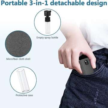 4PCS Screen Cleaner Touchscreen Mist Spray, Portable Reusable Fingerprint-Proof Spray Bottle for Pho...