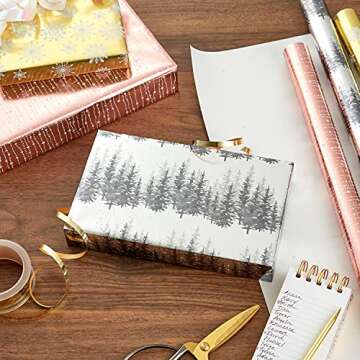 Hallmark Foil Wrapping Paper with Cut Lines on Reverse (3 Rolls: 60 Sq. Ft. Ttl) Rose Gold, Silver T...