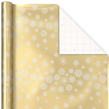 Hallmark Foil Wrapping Paper with Cut Lines on Reverse (3 Rolls: 60 Sq. Ft. Ttl) Rose Gold, Silver Trees, Gold Snowflakes for Winter Weddings, Graduations, Valentine's Day