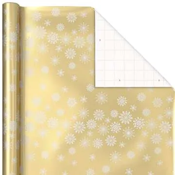 Hallmark Foil Wrapping Paper with Cut Lines on Reverse (3 Rolls: 60 Sq. Ft. Ttl) Rose Gold, Silver Trees, Gold Snowflakes for Winter Weddings, Graduations, Valentine's Day
