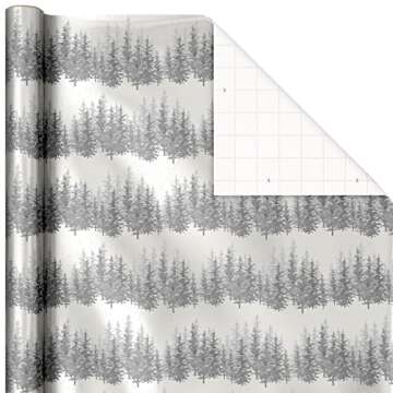Hallmark Foil Wrapping Paper with Cut Lines on Reverse (3 Rolls: 60 Sq. Ft. Ttl) Rose Gold, Silver Trees, Gold Snowflakes for Winter Weddings, Graduations, Valentine's Day