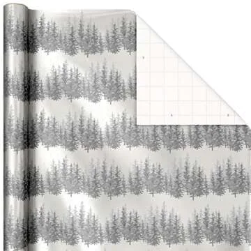 Hallmark Foil Wrapping Paper with Cut Lines on Reverse (3 Rolls: 60 Sq. Ft. Ttl) Rose Gold, Silver Trees, Gold Snowflakes for Winter Weddings, Graduations, Valentine's Day