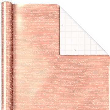 Hallmark Foil Wrapping Paper with Cut Lines on Reverse (3 Rolls: 60 Sq. Ft. Ttl) Rose Gold, Silver Trees, Gold Snowflakes for Winter Weddings, Graduations, Valentine's Day