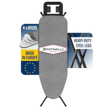 Bartnelli Ironing Board Made in Europe | Iron Board with 4 Layered Cover & Pad, Height Adjustable up...
