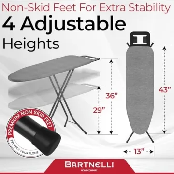 Bartnelli Ironing Board with 4 Layered Cover & Adjustable Height