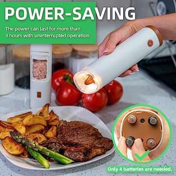 GATGOODS Electric Salt and Pepper Grinder Set - Adjustable