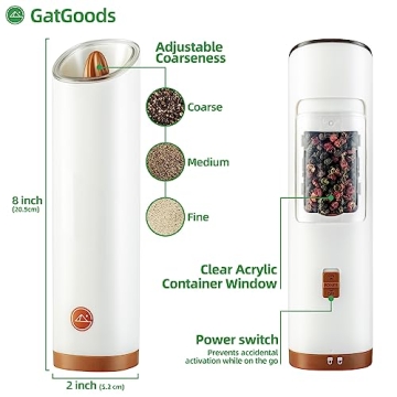 GATGOODS Electric Salt and Pepper Grinder Set - Adjustable