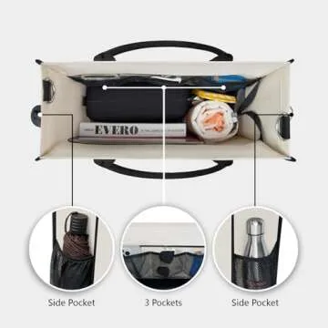 TOPDesign Personalized Canvas Tote Bag with 5 Pockets