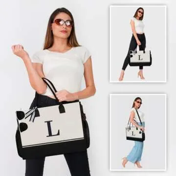 TOPDesign Personalized Canvas Tote Bag with 5 Pockets