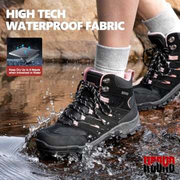 R CORD Hiking Boots Womens Waterproof Hiking Walking Boots Trekking Trail Boots Outdoor Work Sneaker...