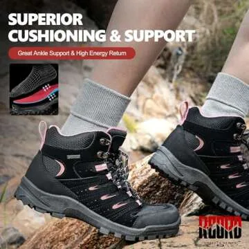 R CORD Hiking Boots Womens Waterproof Hiking Walking Boots Trekking Trail Boots Outdoor Work Sneakers Pink Size 8
