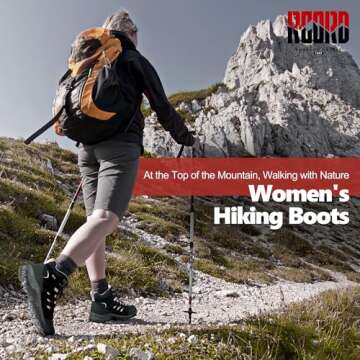 R CORD Hiking Boots Womens Waterproof Hiking Walking Boots Trekking Trail Boots Outdoor Work Sneakers Pink Size 8