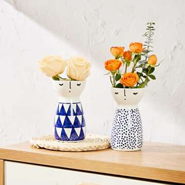 Senliart White Ceramic Vase, Small Flower Vases for Home Décor, 5.9 X 3.2 (Polka Dot)