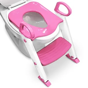 Potty Training Seat Toilet w/Step Stool Ladder & Splash Guard, Kids Toddlers Trainer w/Handles. Stur...