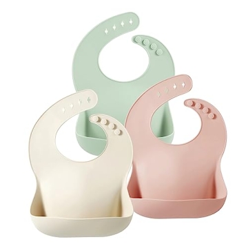PandaEar 3-Pack Silicone Baby Bibs - BPA Free, Adjustable, Trendy Colors