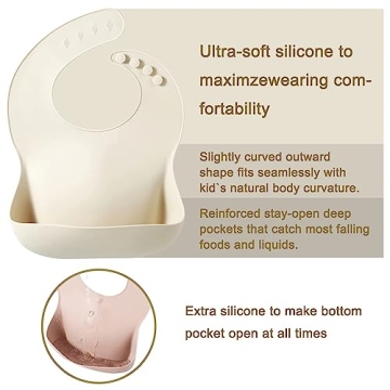 PandaEar Silicone Bibs Set of 3 - Adjustable and Waterproof