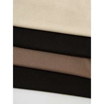 GORGLITTER Women's 4 Pieces One Shoulder Halter Bodycon Mini Dress Ribbed Knit Sleeveless Short Dresses