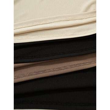 GORGLITTER Women's 4 Pieces One Shoulder Halter Bodycon Mini Dress Ribbed Knit Sleeveless Short Dresses