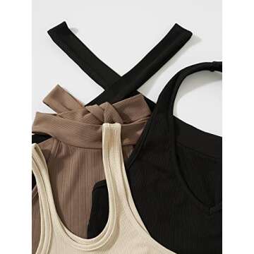 GORGLITTER Women's 4 Pieces One Shoulder Halter Bodycon Mini Dress Ribbed Knit Sleeveless Short Dresses