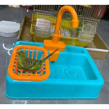 kathson Bird Bathtub Parrot Shower Box Bathing Tub Container Cage Accessory for Small Medium Parakeet Cleaning Supplies,Two Uses: Parrot Bathtub
