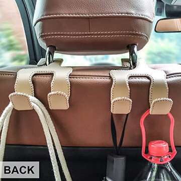 Headrest Hooks for Car - Premium Leather Storage Solution for Back Seat Organization