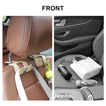 Leather Headrest Hooks for Car - Versatile Back Seat Organizers