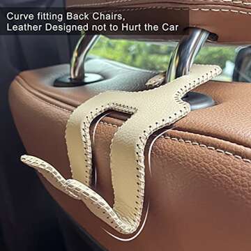 Leather Headrest Hooks for Car - Versatile Back Seat Organizers