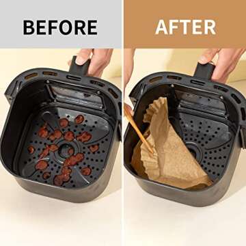 Air Fryer Disposable Paper Liner, 100PCS Food Grade Parchment Liners for Ninja DZ201,Ninja Foodi Dua...