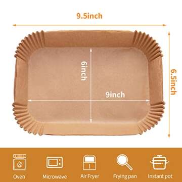 Air Fryer Disposable Paper Liner, 100PCS Food Grade Parchment Liners for Ninja DZ201,Ninja Foodi Dual Air Fryer Accessories Baking Paper (9 * 6, Natural)