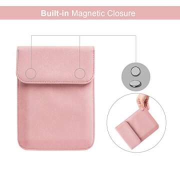 WALNEW 6 Inch Sleeve for All-New Kindle 2024 and 2022/Kindle 2019(J9G29R)/6" Kindle Paperwhite/Kindle Voyage/Kindle (8th Gen, 2016)/Kindle 4/5/Kindle Touch Protective Pouch Bag Case Cover, Pink