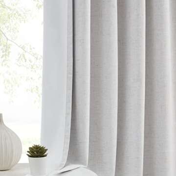Kayne Studio Blackout Pinch Pleat Curtains for Living Room， Natural Thermal Insulated Room Darkening Curtain Drapes 84 Inches for Bedroom, Back Tab with 9 Pin Hook，Linen Yarn,36"x84",1 Panel