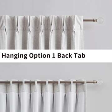 Kayne Studio Blackout Pinch Pleat Curtains for Living Room， Natural Thermal Insulated Room Darkening Curtain Drapes 84 Inches for Bedroom, Back Tab with 9 Pin Hook，Linen Yarn,36"x84",1 Panel